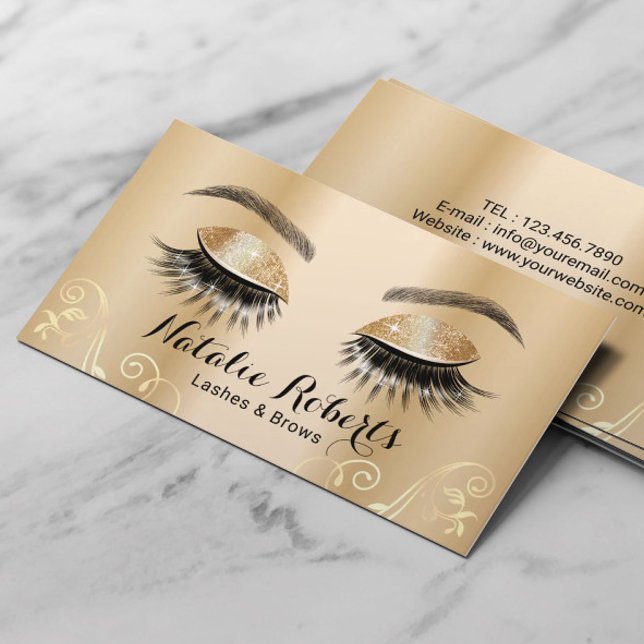 Luxury Guld Eyelash Extensions Salon Makeup Artist Visitkort (Skapare uppladdad)
