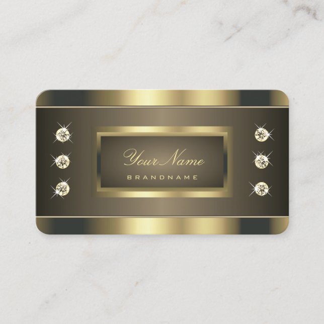 Luxury Guld Färg med Luminous Faux Rhinestones Visitkort (Framsida)