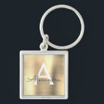 Luxury Guld Faux Stainless Steel Monogram Fyrkantig Silverfärgad Nyckelring<br><div class="desc">Guld Faux Stainless Steel Metallic Elegant Keychain. Dessa nyckelkedjor kan anpassas så att de omfattar ditt första och första namn. Dessa nyckelringar gör underbar födelsedag,  möhippa eller bachelorette-parti till fördel.</div>