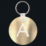 Luxury Guld Faux Stainless Steel Monogram Nyckelring<br><div class="desc">Guld Faux Stainless Steel Metallic Elegant Keychain. Dessa nyckelkedjor kan anpassas så att de omfattar ditt första och första namn. Dessa nyckelringar gör underbar födelsedag,  möhippa eller bachelorette-parti till fördel.</div>
