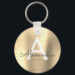 Luxury Guld Faux Stainless Steel Monogram Nyckelring<br><div class="desc">Guld Faux Stainless Steel Metallic Elegant Keychain. Dessa nyckelkedjor kan anpassas så att de omfattar ditt första och första namn. Dessa nyckelringar gör underbar födelsedag,  möhippa eller bachelorette-parti till fördel.</div>