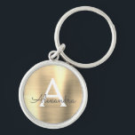 Luxury Guld Faux Stainless Steel Monogram Rund Silverfärgad Nyckelring<br><div class="desc">Guld Faux Stainless Steel Metallic Elegant Keychain. Dessa nyckelkedjor kan anpassas så att de omfattar ditt första och första namn. Dessa nyckelringar gör underbar födelsedag,  möhippa eller bachelorette-parti till fördel.</div>