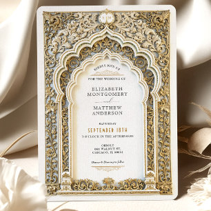 Luxury Guld Filigree Bröllop Ornate Arch Inbjudningar