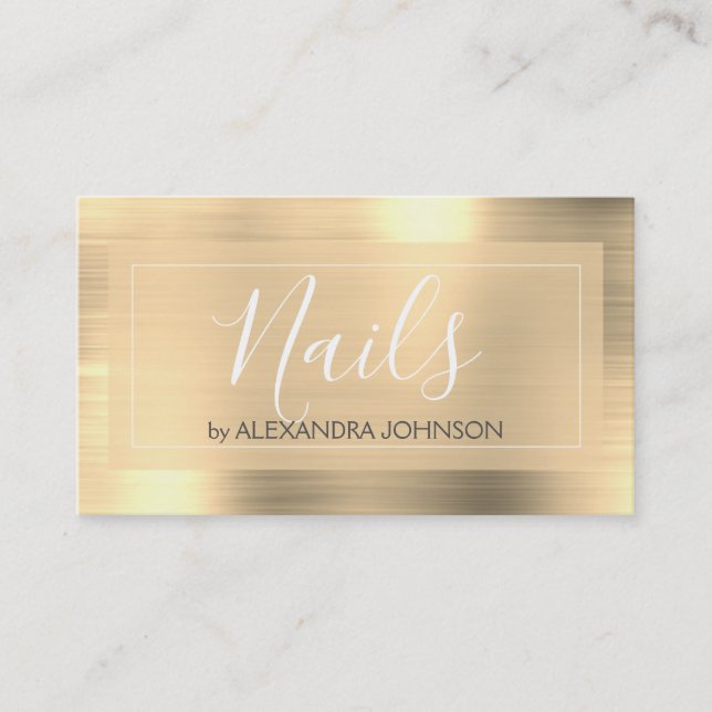 Luxury Guld Finger Nagel Salon Visitkort (Framsida)