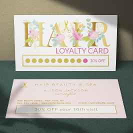 Luxury guld foil rosa HAIR Salon loyalty slår Visitkort