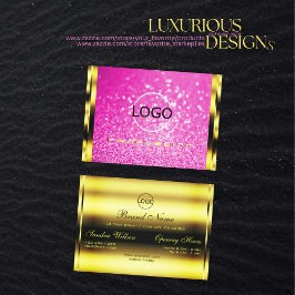 Luxury Guld Girly Rosa Glitter Gnistra Modern Logo Visitkort
