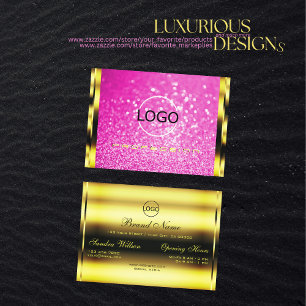 Luxury Guld Girly Rosa Glitter Gnistra Modern Logo Visitkort