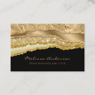 Luxury Guld Glam Glitter Foil Torn Kant Visitkort