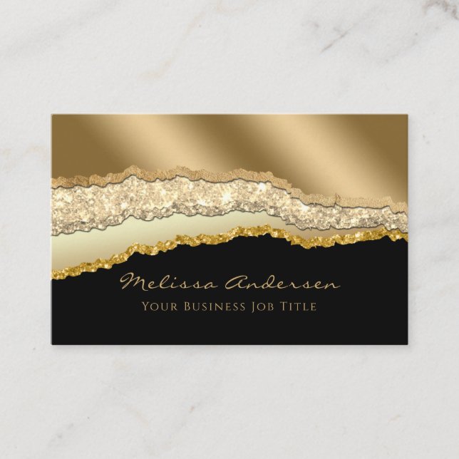 Luxury Guld Glam Glitter Foil Torn Kant Visitkort (Framsida)