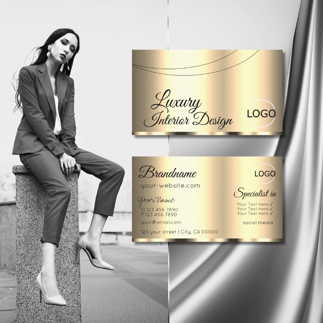 Luxury Guld Glamoral Chic med Logotyp Professionel Visitkort (Skapare uppladdad)