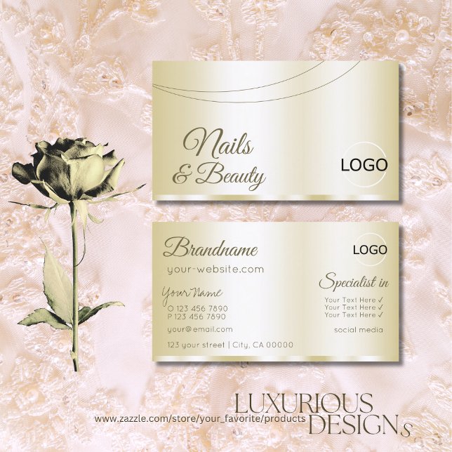 Luxury Guld Glamous med Logotyp Professionell Visitkort (Skapare uppladdad)