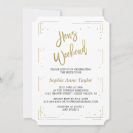 Luxury Guld Glitter Bachelorette Helg Inbjudningar