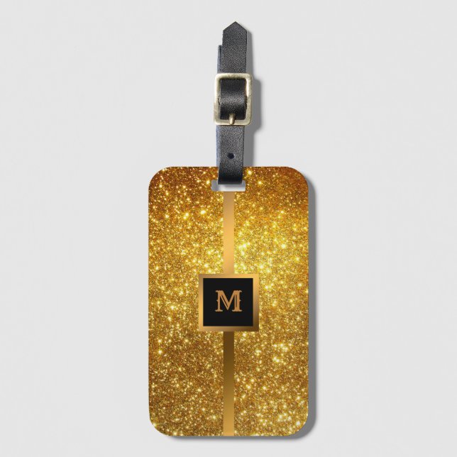 Luxury Guld Glitter Bagagebricka (Framsida vertikal)