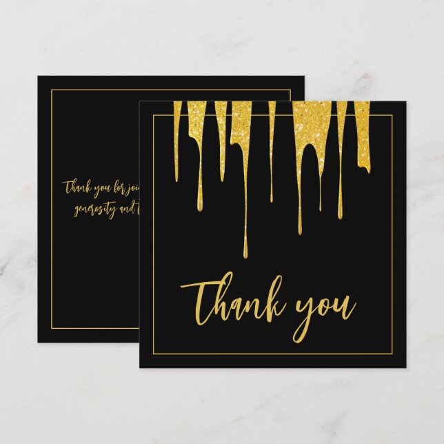 Luxury Guld Glitter Drips Sweet 16 Birthday Tack Kort (Fram/baksida)