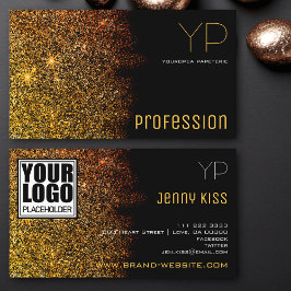 Luxury Guld Glitter med Logotyp och Monogram Moder Visitkort