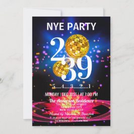 Luxury Guld Glitter Nyårsafton Party Inbjudningar