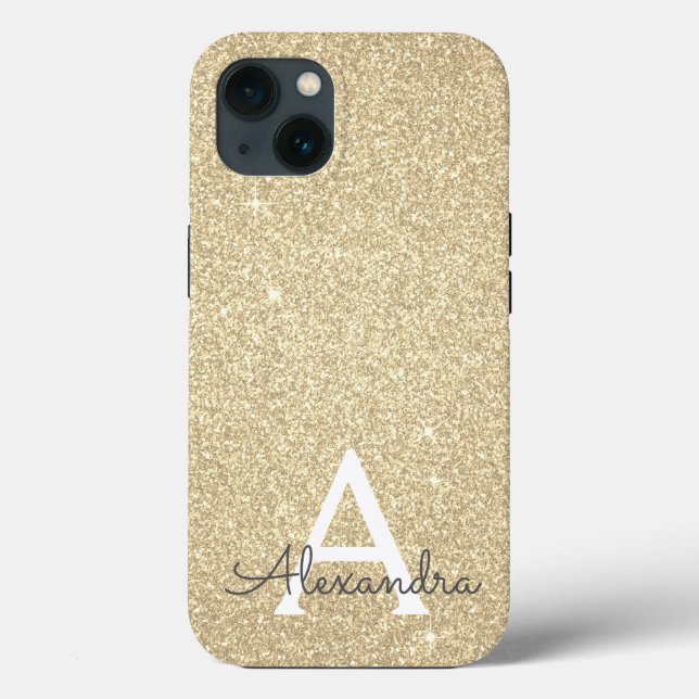 Luxury Guld Glitter och Gnistra Monogram Fodral-Ma (Baksida)
