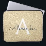 Luxury Guld Glitter och Gnistra Monogram Laptop Fodral<br><div class="desc">Luxury Guld Faux Glitter och Gnistra Elegant Monogram Fodral. Fodral kan anpassas så att det omfattar ditt första och första namn.</div>