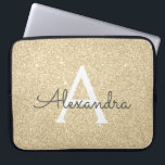Luxury Guld Glitter och Gnistra Monogram Laptop Fodral<br><div class="desc">Luxury Guld Faux Glitter och Gnistra Elegant Monogram Fodral. Fodral kan anpassas så att det omfattar ditt första och första namn.</div>