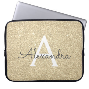 Luxury Guld Glitter och Gnistra Monogram Laptop Fodral
