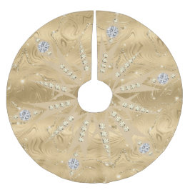 Luxury Guld Glitter Snowflake Diamond Julgransmatta Borstad Polyester