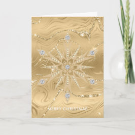 Luxury Guld Glitter Snowflake Diamond Kort