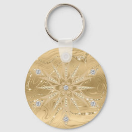 Luxury Guld Glitter Snowflake Diamond Nyckelring