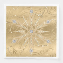 Luxury Guld Glitter Snowflake Diamond