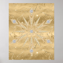 Luxury Guld Glitter Snowflake Diamond Poster