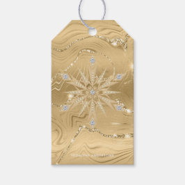Luxury Guld Glitter Snowflake Diamond Presentetikett