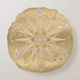 Luxury Guld Glitter Snowflake Diamond Rund Kudde