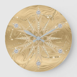 Luxury Guld Glitter Snowflake Diamond Stor Klocka