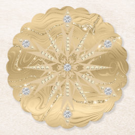 Luxury Guld Glitter Snowflake Diamond Underlägg Papper