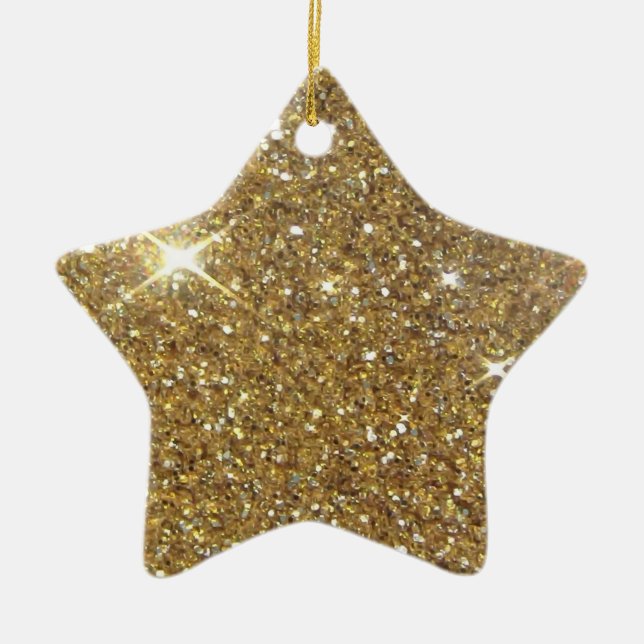 Luxury Guld Glitter - Tryckt bild Julgransprydnad Keramik (Framsidan)
