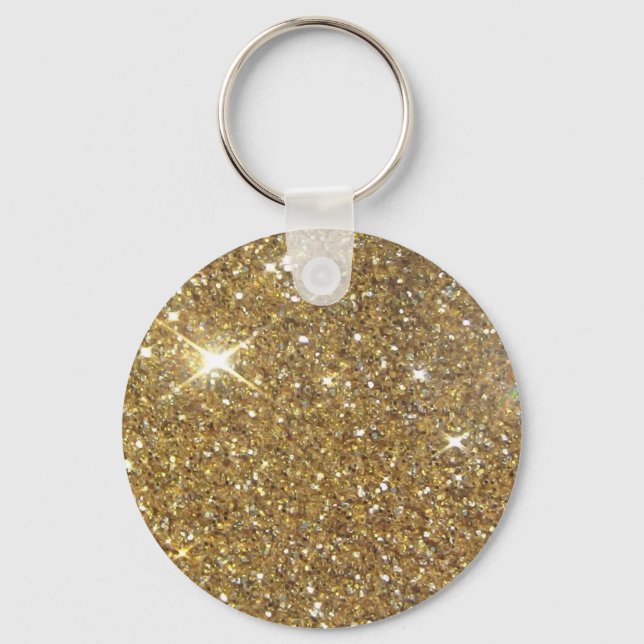 Luxury Guld Glitter - Tryckt bild Nyckelring (Framsida)