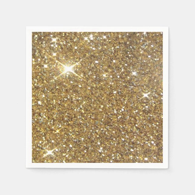 Luxury Guld Glitter - Tryckt bild Pappersservett (Framsidan)