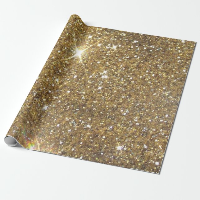 Luxury Guld Glitter - Tryckt bild Presentpapper (Utrullad)