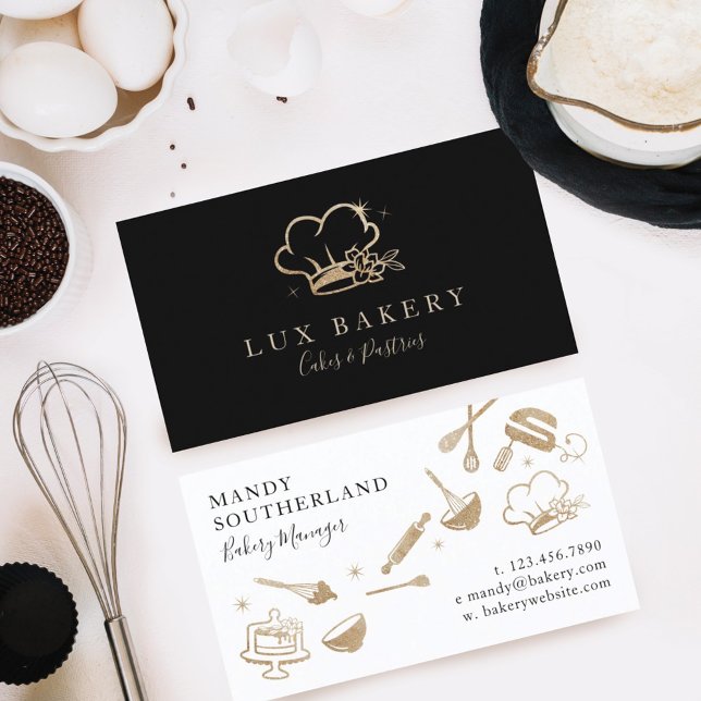 Luxury Guld Gnistra Bakers Chef Hat Bakery Visitkort (Skapare uppladdad)