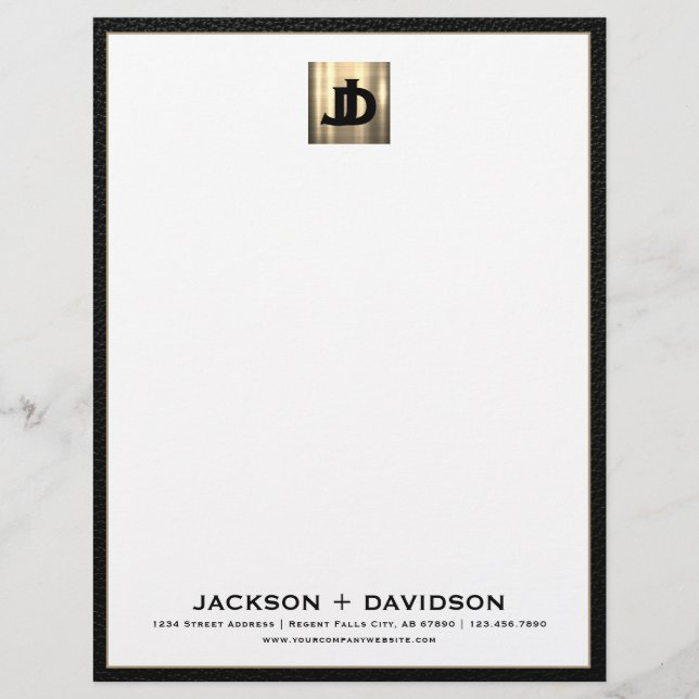 Luxury Guld Initialer Business Letterhead Brevhuvud (Framsida)
