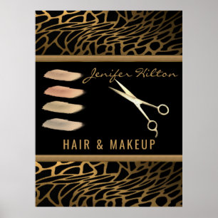 Luxury guld leopard hair & makeup salon poster