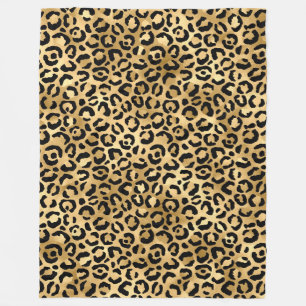 Luxury Guld Leopard Print-Mysigt Glam Animal Mönst Fleecefilt