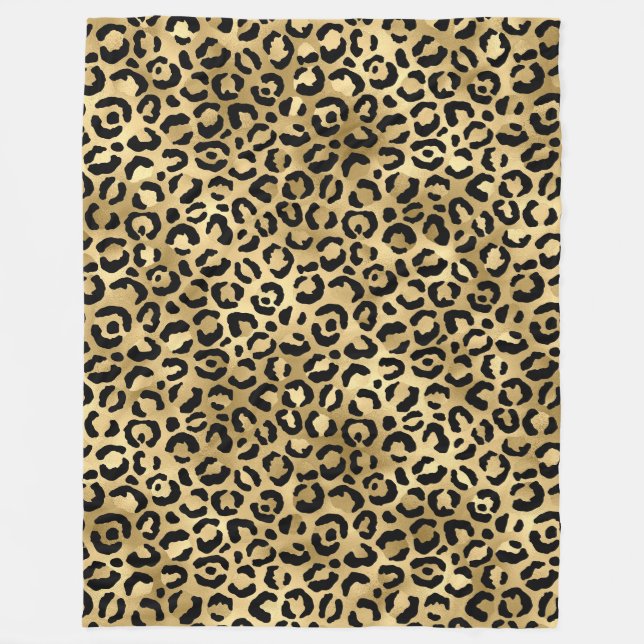 Luxury Guld Leopard Print-Mysigt Glam Animal Mönst Fleecefilt (Framsidan)
