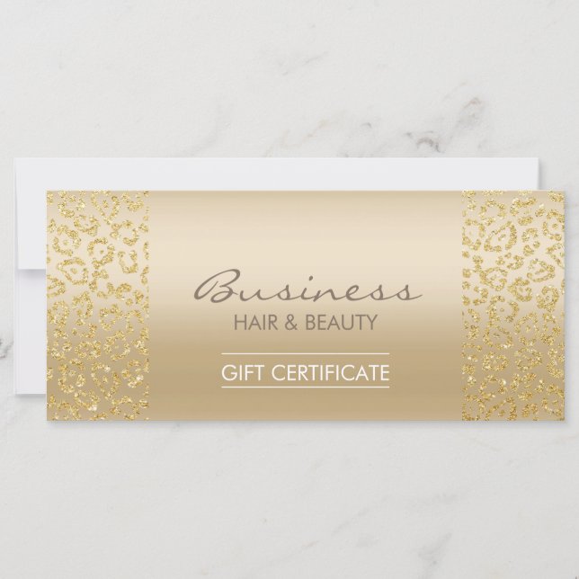 Luxury Guld Leopard Print Salon Gift-certifikat (Framsida)