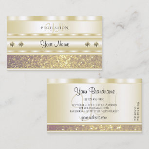 Luxury Guld Lila Gnistra Glitter Monogram Modern Visitkort