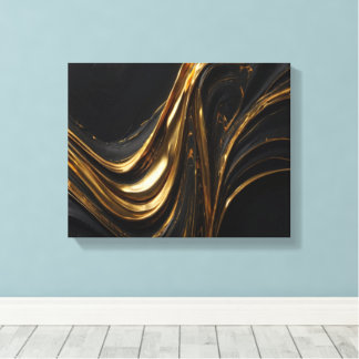 Luxury Guld Line Canvas | Abstrakt Black Guld Wall