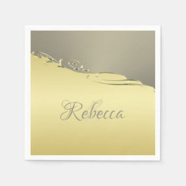 Luxury guld metall-dekorativ på guld och silver pappersservett