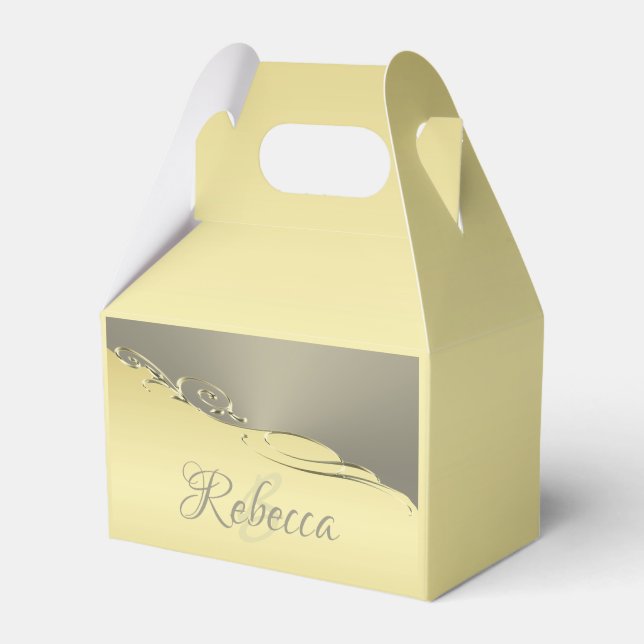 Luxury guld metall-dekorativ på guld och silver presentaskar (Framsidan Sidan)