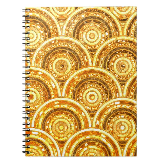 Luxury Guld Metall Foil Glitter Dots Circles Anteckningsbok Med Spiral (Framsidan)