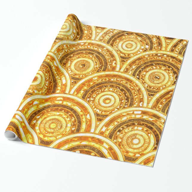 Luxury Guld Metall Foil Glitter Dots Circles Presentpapper (Utrullad)