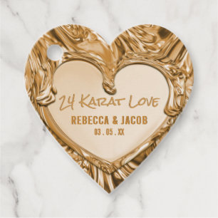 Luxury Guld Metall Heart Bröllop Gåvor Etiketter
